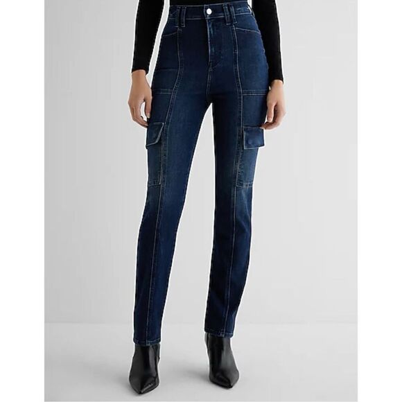 Express 90’s slim super high rise skinny cargo jeans 6l - Picture 1 of 15